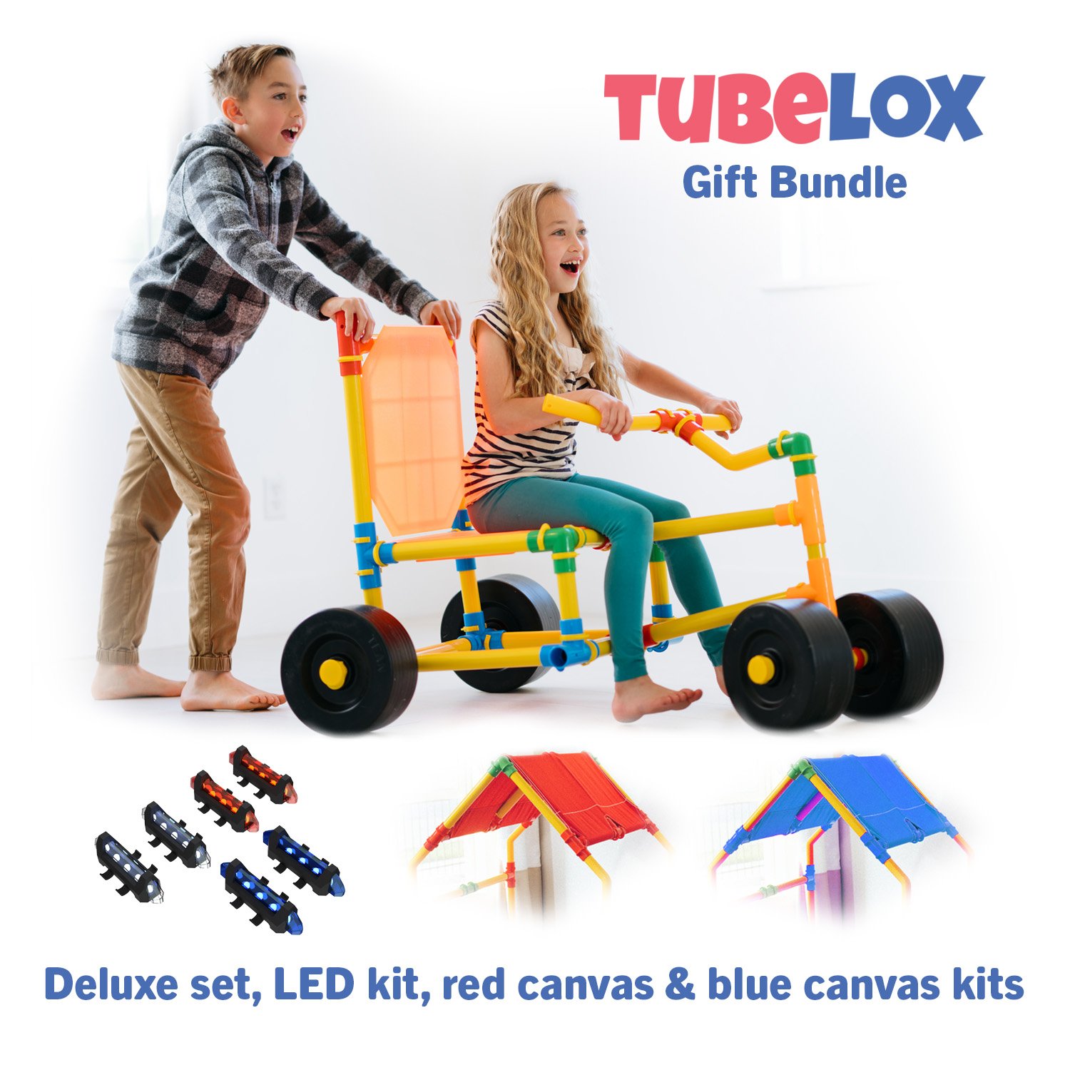 TUBCLOX Gift Bundle Deluxe set, LED kit, red canvas blue canvas kits 
